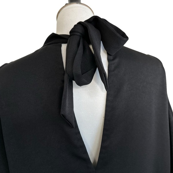 Wilfred Womens Cold Shoulder Long Sleeve Tie Back Neck Top Size Large Black - Picture 4 of 9